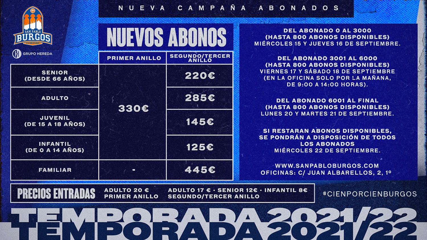 Campaña de abonados - Hereda San Pablo Burgos 2021-22